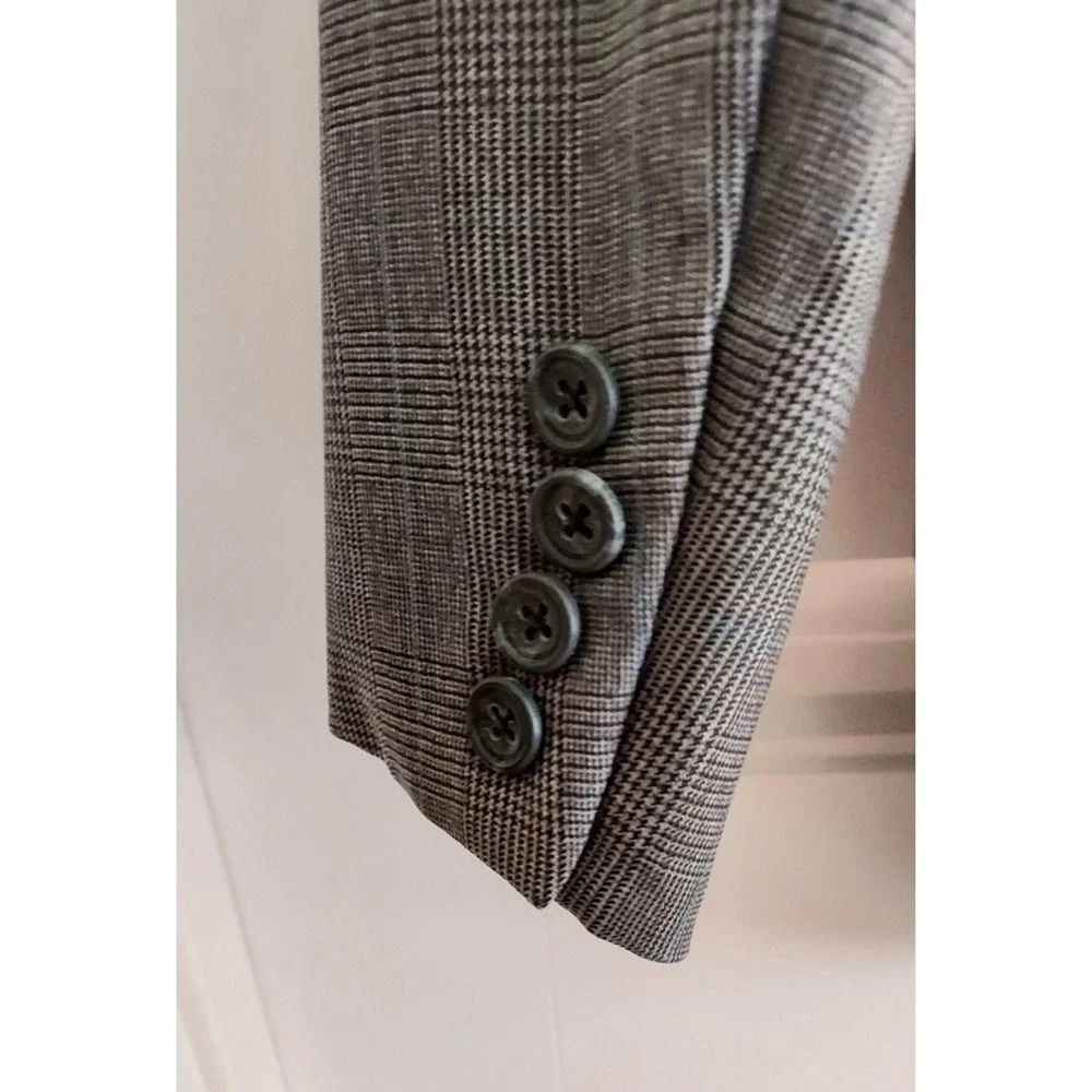 Hickey Freeman Sport Coat Blazer Mens 39R Gray Glen Plaid Wool Two Button Jacket